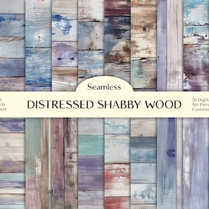 20 Distressed Shabby Wood Seamless Patterns for Personal and Commercial use, Digital Paper for Arts and Crafts, Seamless Digital Background