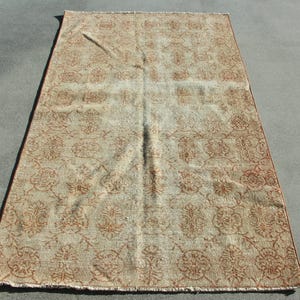 Vintage Turkish Rug 4x6ft Antique Floral