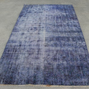 Turkish Rug, Area Rug, Vintage Rug, Oushak Rug, Rugs For Living Room, 4.4x7.7 ft Blue Rug, Overdyed Rug, Wool Rug, Turkish Area Rug,  763