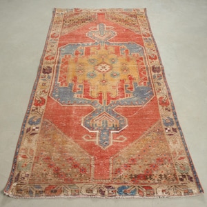 アヴァノスラグ　ランナー　210×55 コーラルオレンジ　トルコヴィンテージラグ アヴァノスラグ ランナー 210×55 コーラルオレンジ トルコ