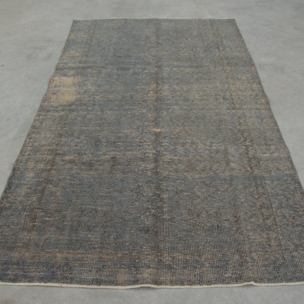 Alfombra vintage, alfombra turca, alfombras de área, alfombra de Anatolia, alfombras para dormitorio, alfombra gris de 4,7x8,3 pies, alfombra sobreteñida, alfombra de cocina, decoración vintage, 1335