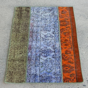 Small Rug, Patchwork Rug, Turkish Rug, Overdyed Rug, Antique Rug, Rugs For Entry, 2.2x3 ft Blue Rug, Anatolian Rugs, Entryway Rug, 358
