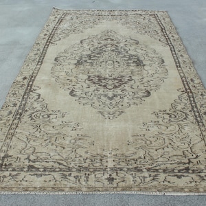 Vintage Rug, 6x10 Large Rug, Turkish Rug, Oushak Rugs, Rugs For Living Room, 5.6x9.4 ft Beige Rug, Vintage Turkish Rug, Large Antique Rug,