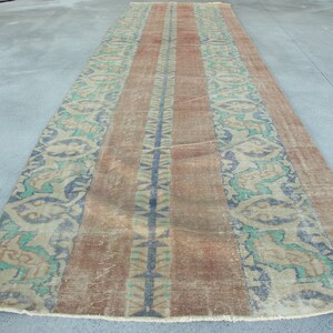 Vintage Rug Turkish Runner Anatolian Rugs For Corridor 6.5x24.1 ft Orange Decorative Faded Oushak Aesthetic Authentic Retro Turkish Rug