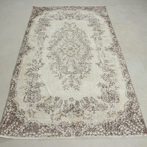 Vintage Rug, Turkish Rug, 4x7 Area Rug, Antique Rug, Rugs For Dining Room, 3.7x6.8 ft Beige Rug, Colorful Area Rug, Decorative Oushak Rug,