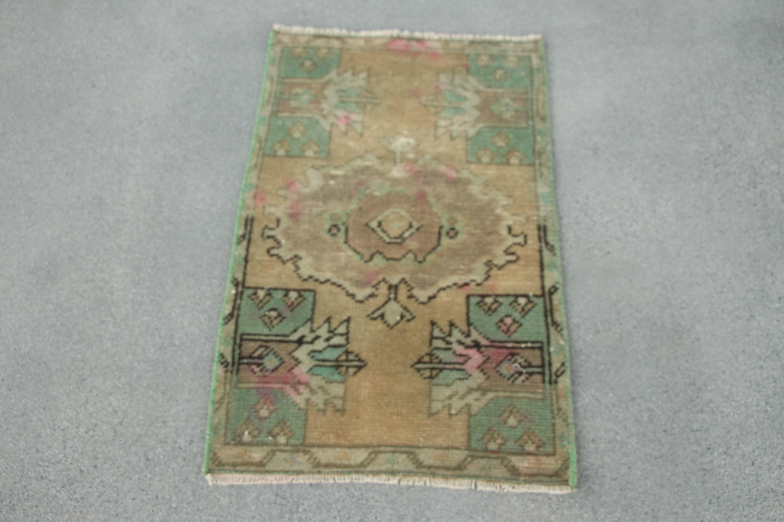 Vintage Turkish Oushak Small Rug 47x81cm Muted Colors Decorative Entryway 2x3 ft Anatolian Wool Unique Craftsmanship