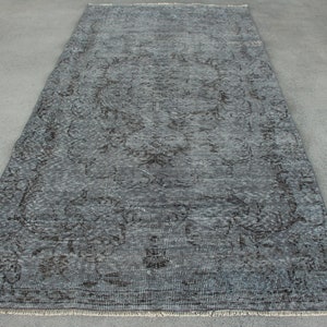 Vintage Rug, Large Rugs, Turkish Rug, Antique Rug, Rugs For Living Room, 4.9x9.9 ft Gray Rug, Overdyed Rug, Wool Rug, Large Turkish Rug, 662