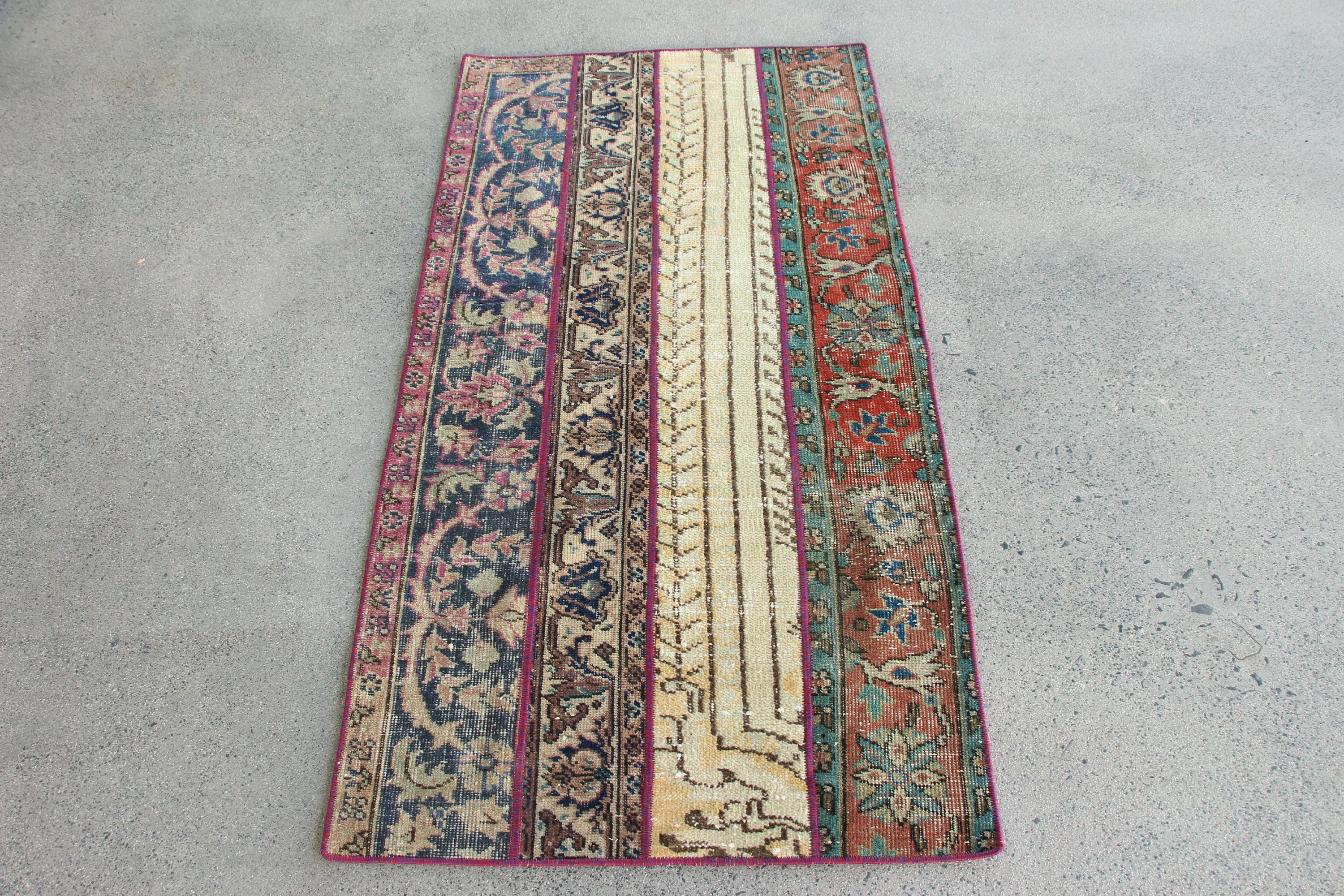 63×102 \"Patchwork” ViNTAGE TURKiSH RUG Handmade Patchwork Rug, Authentic Vintage Turkish Carpet, Custom