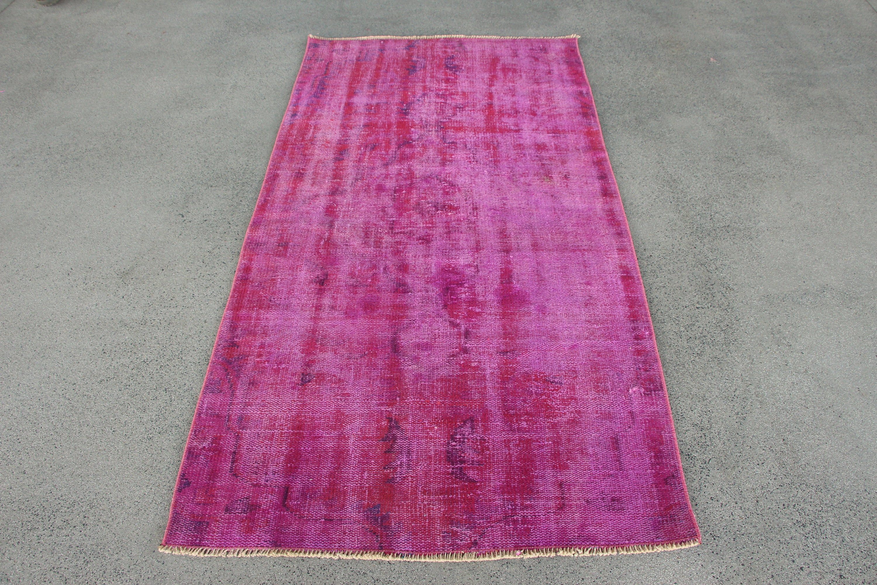 Accent Rug, Vintage Rug, Turkish Rug, Oushak Rug, Rugs For Bedroom, 3.3x6.4 ft Pink Rug, Home Decor Rugs, Overdyed Rug, Wool Rug,  742