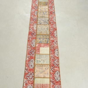 Patchwork Rug, Vintage Rug, Turkish Rug, 2x8 Runner Rugs, Anatolian Rug, Rugs For Kitchen, 1.5x8.5 ft Red Rug, Oushak Rug, Antique Rug,