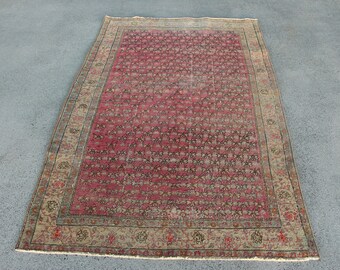 Accent Rugs, Vintage Rug, Turkish Rug, Kayseri Rug, Anatolian Rug, Rugs For Bedroom, 3.9x5.9 ft Pink Rug, Wool Rug, Entryway Rug,  704