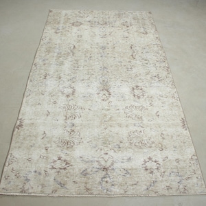 Turkish Rug, 4x7 Area Rugs, Vintage Rug, Faded Oushak Rug, Rugs For Bedroom, 3.8x7.1 ft Beige Rug, Antique Wool Rug, Oriental Turkish Rug,