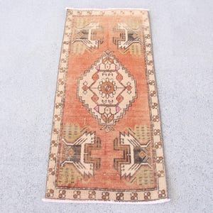 2x3 Small Rug, Turkish Rug, Vintage Rug, Oushak Rug, Rugs For Bathroom, 1.5x3.3 ft Orange Rug, Colorful Vintage Rug, Handwoven Door Mat,