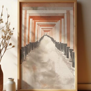 Fushimi Inari Shrine Poster: Japandi Minimalist Wall Art