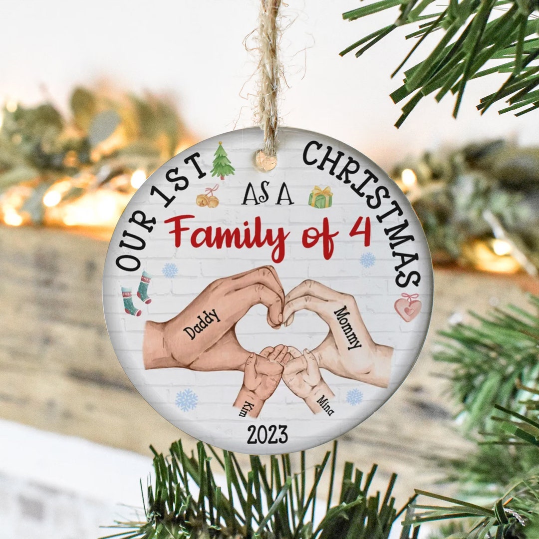 Personalized Family Of 4 Christmas Ornaments 