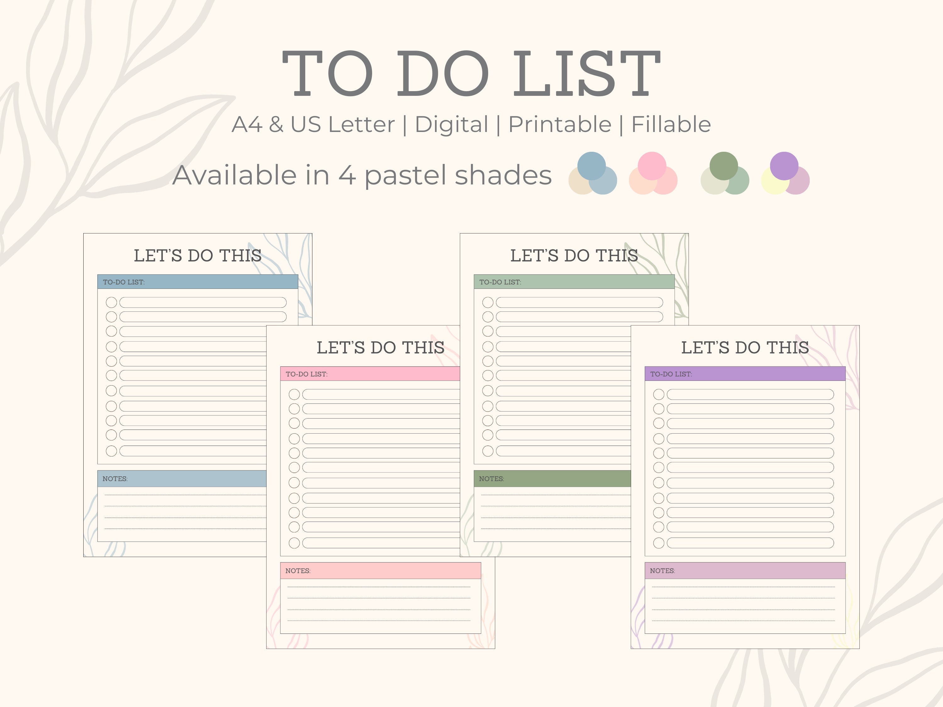 Digital or Printable Do List Template, Pastel to Do List, Undated to Do ...