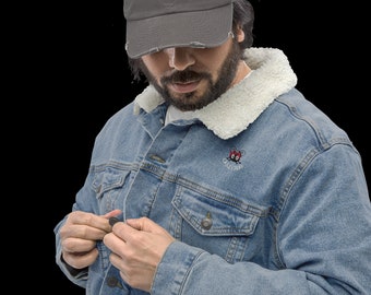 Jacket warm winter denim sherpa jacket womens clothes men’s fashion winter outfit casual jacket gift idea wool jacket woollen Crazy Bug Logo