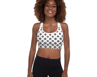 Crazy Bug Grey squares faded Padded Sports Bra