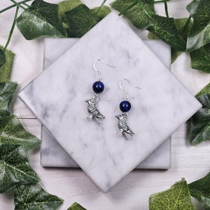 Odin earrings, norse god, norse mythology, deity based jewelry, crows, ravens, Hugin and Munin