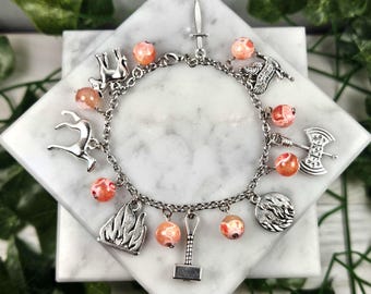 Hephaestus Charm Bracelet, Greek God, Greek Mythology, Devotional Deity Based Jewelry, Hellenic, Pagan