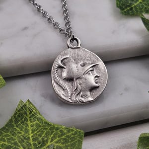 Premium Athena Necklace, Greek Goddess, Greek Mythology, Deity Based Jewelry, Hellenic, Double Sided Coin Necklace, Ancient Greece