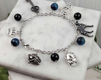 Hades charm bracelet, greek mythology, greek god, hellenic, deity based devotional jewelry