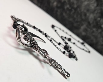 Thanatos rosary necklace made with 6mm lave stone