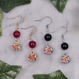 Pomegranate earrings, 18k gold plated, .925 silver plated french hook earrings, Persephone greek goddess inspired earrings, greek mythology