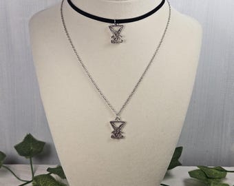 Luzifer Halskette, Luzifer Schmuck, Samt Halsband, Luzifer Schmuck
