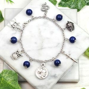Athena charm bracelet, greek mythology, greek goddess jewelry, hellenic, deity based