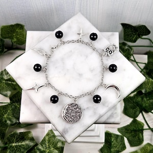 Nyx charm bracelet, greek mythology, greek goddess, hellenic devotional jewelry