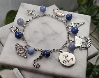 The Odyssey, wire wrapped charm bracelet, homer inspired jewelry, greek mythology
