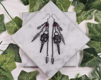 The Morrigan Celtic Goddess French Hook .925 Sterling Silver Earrings