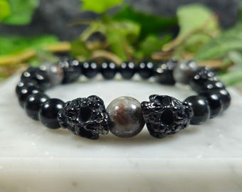 Hades Stretch Braclet Black Light Reactive Firestone, Greek God, Greek Mythology Jewelry, Hellenic