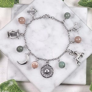 Artemis and Apollo charm bracelet, greek mythology, greek god, greek goddess, Olympians, hellenic devotional jewelry