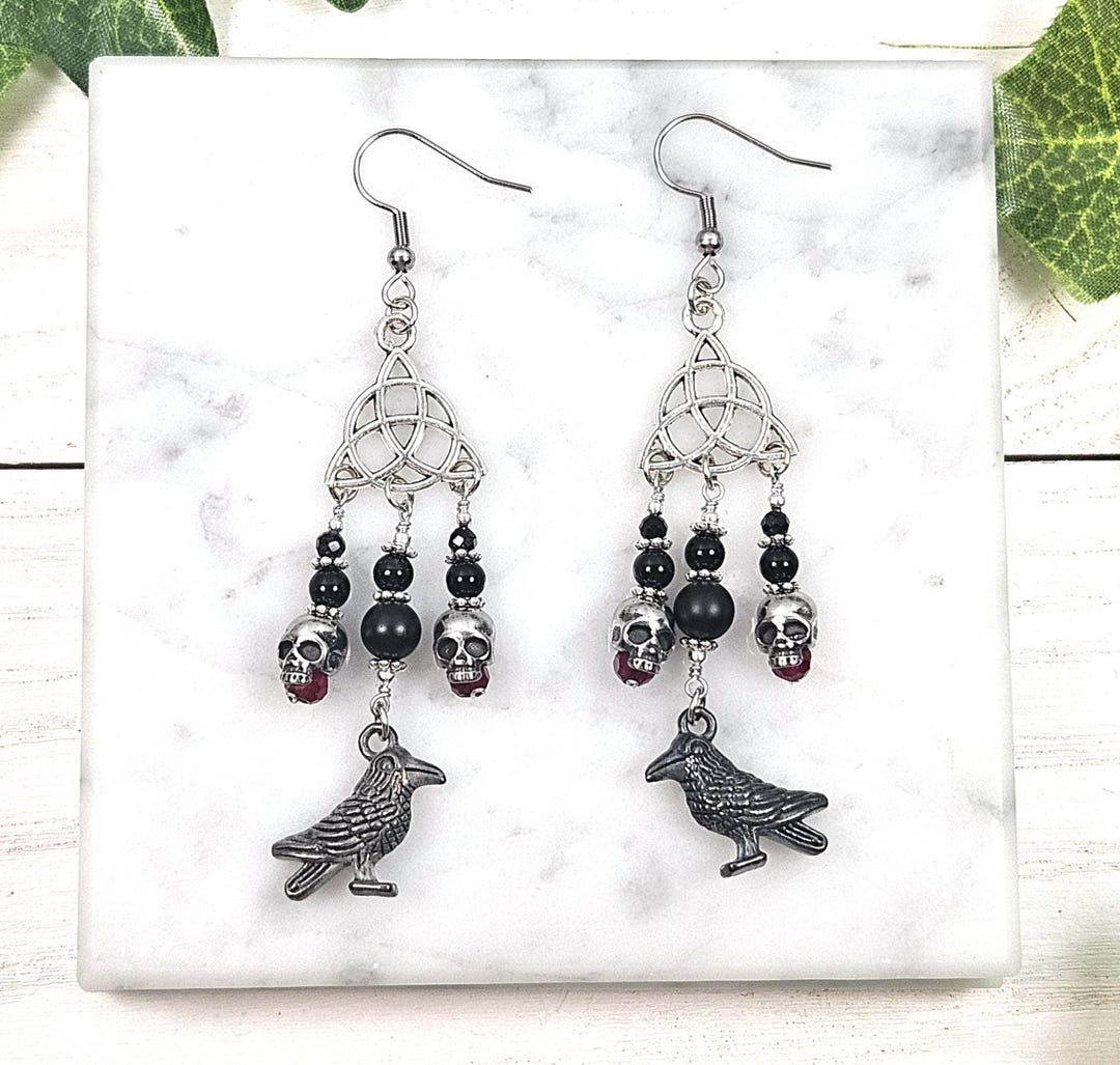 The Morrigan Celtic Goddess Earrings, Celtic Mythology, Trinity