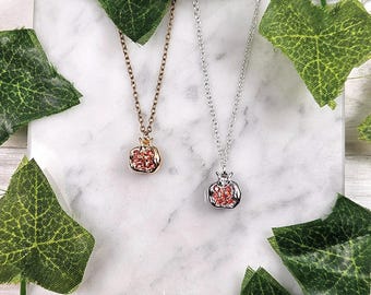 Persephone's pomegranate necklace 18k gold plated, silver plated jewerly