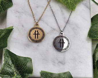 Handgemachte Hestia Halskette, Symbol der griechischen Göttin, Edelstahl