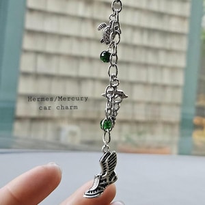 Accesorio para espejo retrovisor de coche, dios mensajero, Hermes, Mercurio, dios griego, mitología griega, helénico, amuleto para coche, diseño envuelto en alambre.