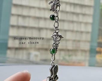 Messenger god rearview car mirror accessory, Hermes, Mercury, greek god, greek mythology, hellenic, car charm, wire wrapped design