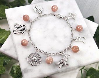 Apollo charm bracelet, greek mythology, greek god, hellenic jewelry