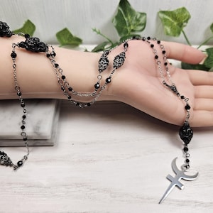 Hades necklace, greek mythology, hellenic, rosary prayer beads, witchy gift, king of the underworld