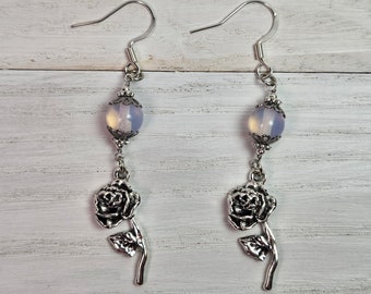 Aphrodite Venus .925 sterling silver french hook devotional earrings. A part of Aphrodite's "Opalite" collection.