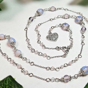 Aphrodite Venus prayer bead rosary necklace from the &quot;Opalite&quot; collection.