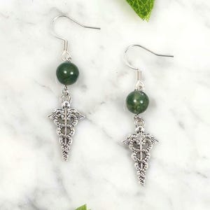 Caduceus earrings, Mercury, roman god, Hermes, greek god, mythology, hellenic jewelry