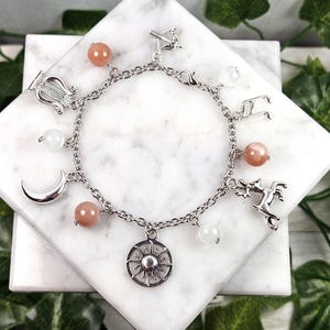 Artemis and Apollo charm bracelet, greek mythology, greek god, greek goddess, Olympians, hellenic devotional jewelry