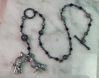 Pulsera de oración estilo rosario Odin con Huginn y Muginn