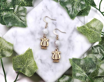 Apollo earrings,  18k gold plated french hook earrings, Apollo&#39;s Lyre jewelry