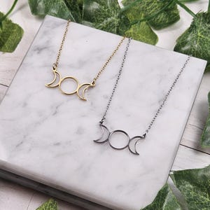 Triple moon goddess necklace