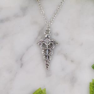 Caduceus necklace, Mercury roman god, Hermes greek god, greek mythology, hellenic jewelry